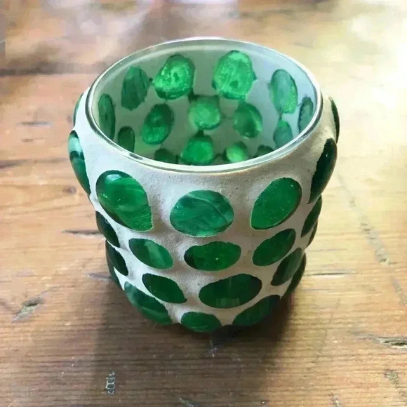 Mosaic Green Votive / Tea Light Candle Holder - Picture 1 of 4